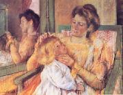 Mary Cassatt Woman Combing her Child's Hair USA oil painting artist